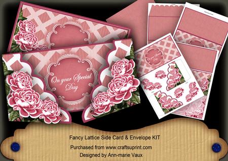 Cerise Roses Special Day 3D Fancy Lattice Card Kit