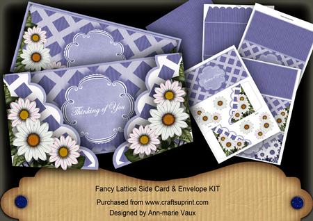 Blue Daisy Thinking of You 3D Fancy Lattice Card Kit