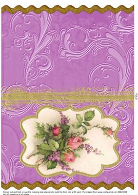 Rose Bouquet Bracket Wavy Edge Card
