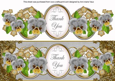Silver Pansy Thank You Large Dl Topper