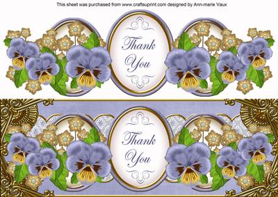 Blue Pansy Thank You Large Dl Topper