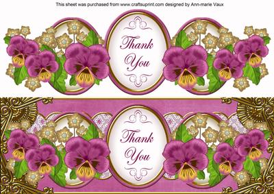 Cerise Pansy Thank You Large Dl Topper