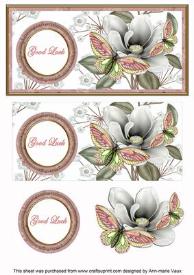 Pink Butterfly Good Luck Dl Decoupage Topper