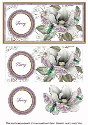 Lilac Butterfly Sorry Dl Decoupage Topper