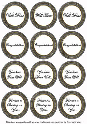 Black Painted Well Done Mix Sentiment Round Toppers