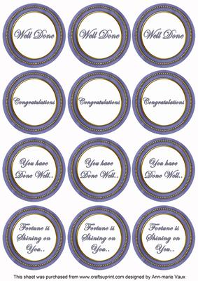 Dark Blue Painted Well Done Mix Sentiment Round Toppers