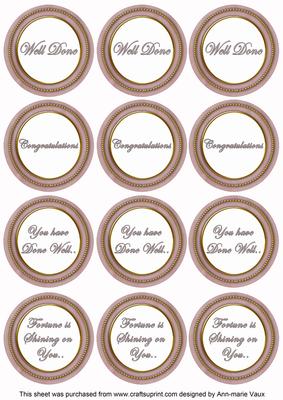 Dusky Pink Painted Well Done Mix Sentiment Round Toppers