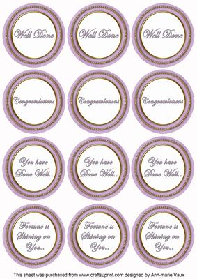 Lilac Painted Well Done Mix Sentiment Round Toppers