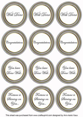 Silver Painted Well Done Mix Sentiment Round Toppers