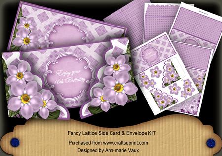 Lilac Forgetmeknot 16th Birthday Fancy Lattice 3D Card Kit