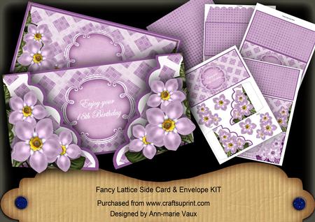 Lilac Forgetmeknot 18th Birthday 3D Fancy Lattice Card Kit