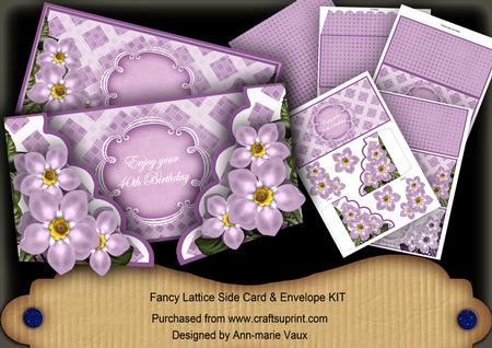 Lilac Forgetmeknot 40th Birthday 3D Fancy Lattice Card Kit