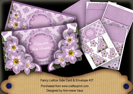 Lilac Forgetmeknot 60th Birthday 3D Fancy Lattice Card Kit