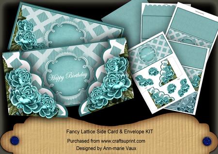 Teal Rose Happy Birthday 3D Lattice Card Kit