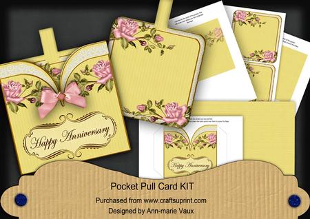 Pink Rosel Happy Anniversary Vintage Pocket Pull Card Kit