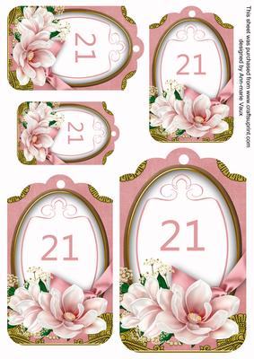 Pink Magnolia 21 Sentiment Tag Sheet