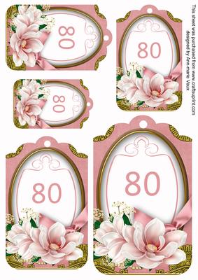 Pink Magnolia 80 Sentiment Tag Sheet
