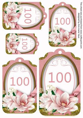 Pink Magnolia 100 Sentiment Tag Sheet