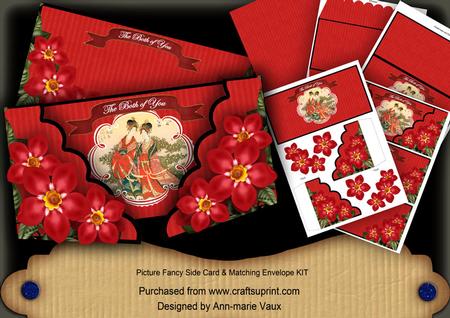 Red Oriental Couple Both of You Fancy Picture 3D Card Kit