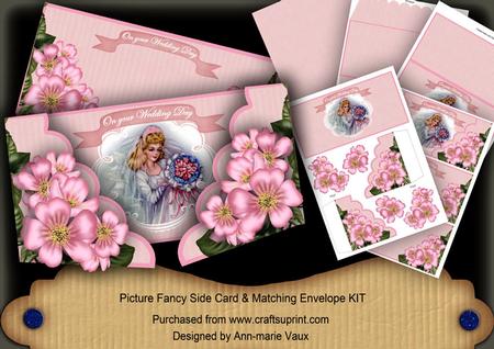 Pink Blossom Bride Wedding Day Fancy Picture 3D Card Kit