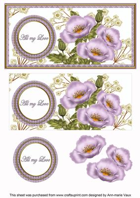 Lilac Poppies All My Love Dl Decoupage Topper