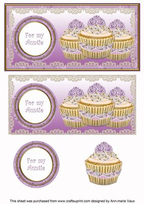 Lilac Cupcake for My Auntie Dl Topper