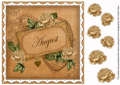 Coffee Roses August 8in Vintage Decoupage Topper