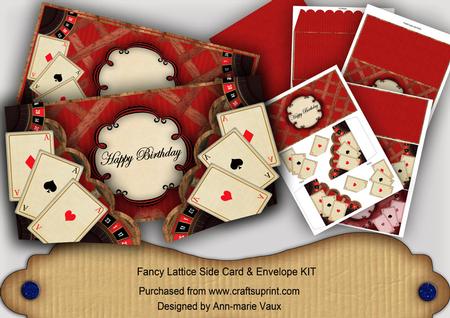 Red Roulette Happy Birthday Fancy Lattice 3D Card Kit