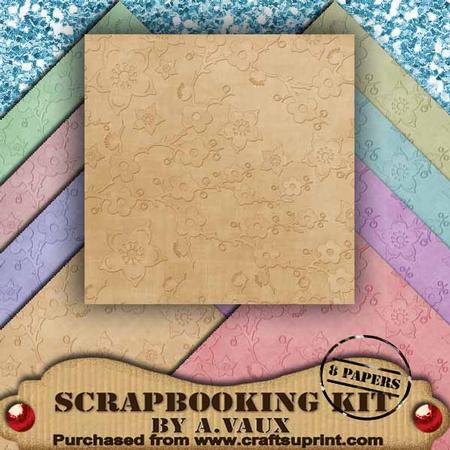 Embossed Pastel Cherry Blossom 8 Scrapbooking Papers Kit