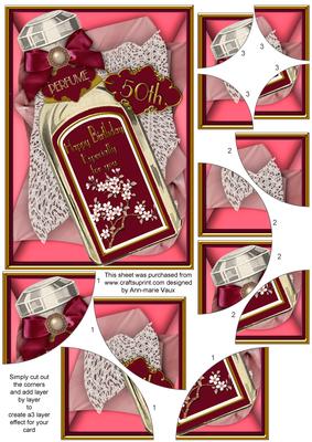 Blossom Perfume 50th Birthday 7x5 Round Quad Corner Stacker