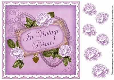 Lilac Rose in Vintage Prime 8in Decoupage Topper
