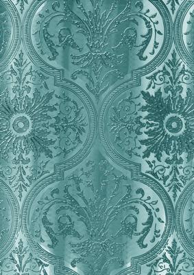 Dusky Teal Painted Damask Flower A4 Backing Paper