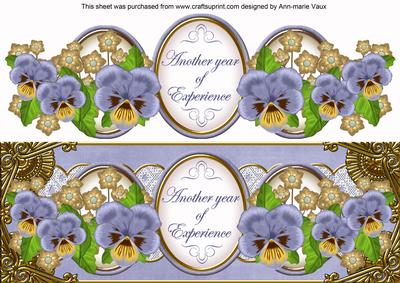 Blue Pansy Year of Experience Large Dl Topper
