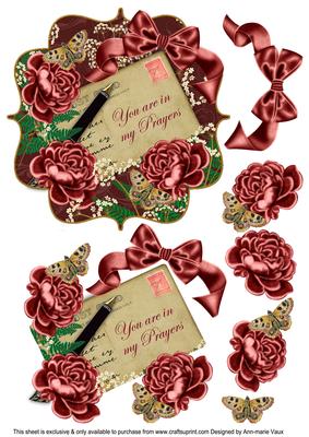 Dred Rose in My Prayers 6in Bracket Decoupage Topper