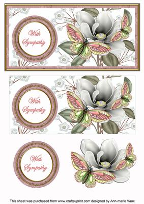 Pink Butterfly with Sympathy Dl Decoupage Topper