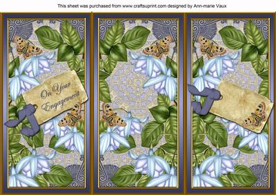 Blue Fushsia Engagement Quick Tri-fold Card