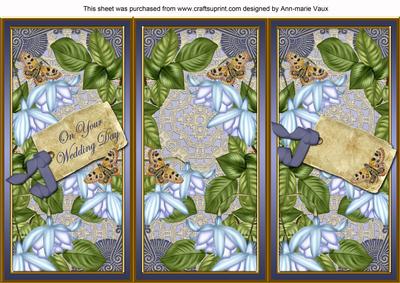 Blue Fushsia Wedding Day Quick Tri-fold Card