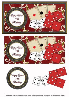 Red Games 18th Birthday Dl Decoupage Topper