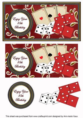Red Games 85th Birthday Dl Decoupage Topper