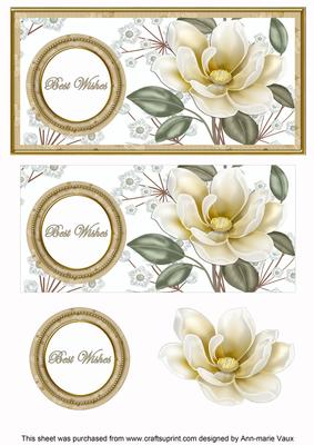 Cream Magnolia Best Wishes Dl Decoupage Topper