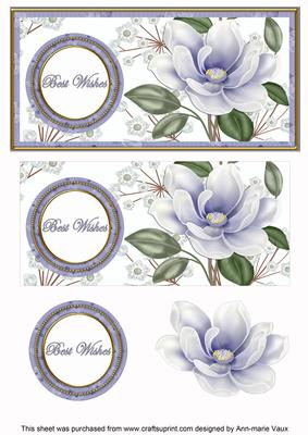 Pale Blue Magnolia Best Wishes Dl Decoupage Topper
