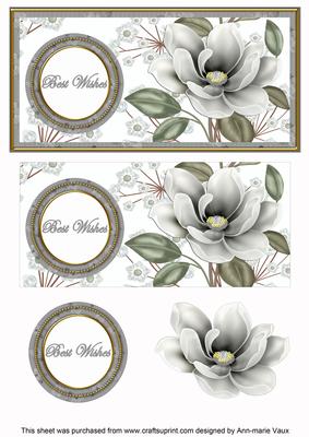 Silver Magnolia Best Wishes Dl Decoupage Topper