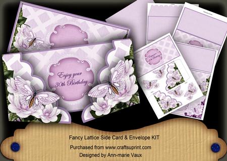 Lilac Butterfly 30th Birthday 3D Fancy Lattice Card Kit