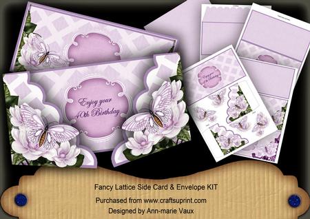 Lilac Butterfly 40th Birthday 3D Fancy Lattice Card Kit