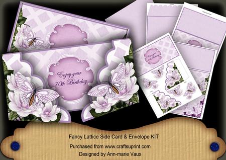 Lilac Butterfly 70th Birthday 3D Fancy Lattice Card Kit