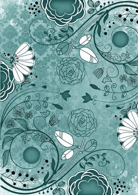 Dusky Teal Lace Retro Floral A4 Backing Paper