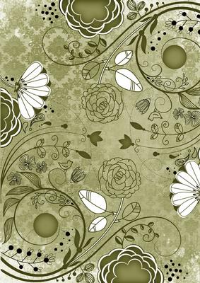 Olive Lace Retro Floral A4 Backing Paper