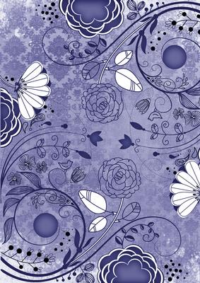 Blue Lace Retro Floral A4 Backing Paper