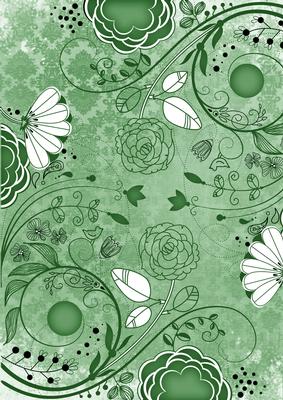 Mid Green Lace Retro Floral A4 Backing Paper