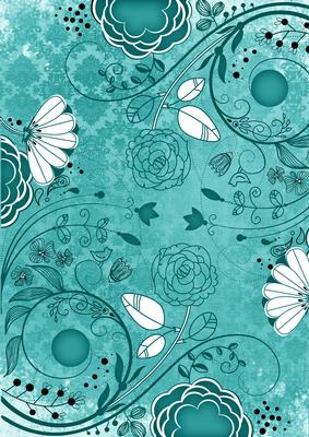 Teal Lace Retro Floral A4 Backing Paper